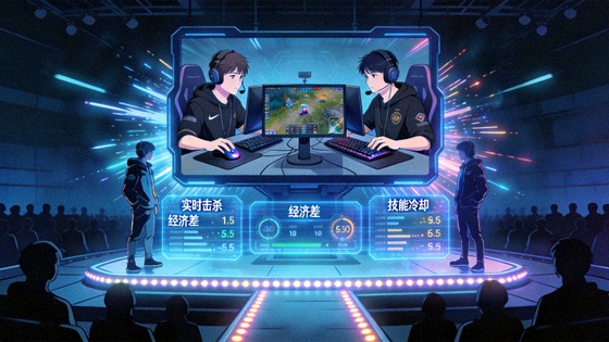 电竞赛事舞台大屏幕与选手比赛画面,电竞赛事数据服务配图