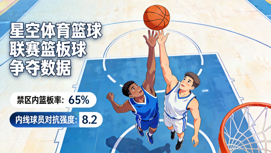 篮球比赛内线球员在禁区内争抢篮板球，星空体育篮球联赛数据分析配图