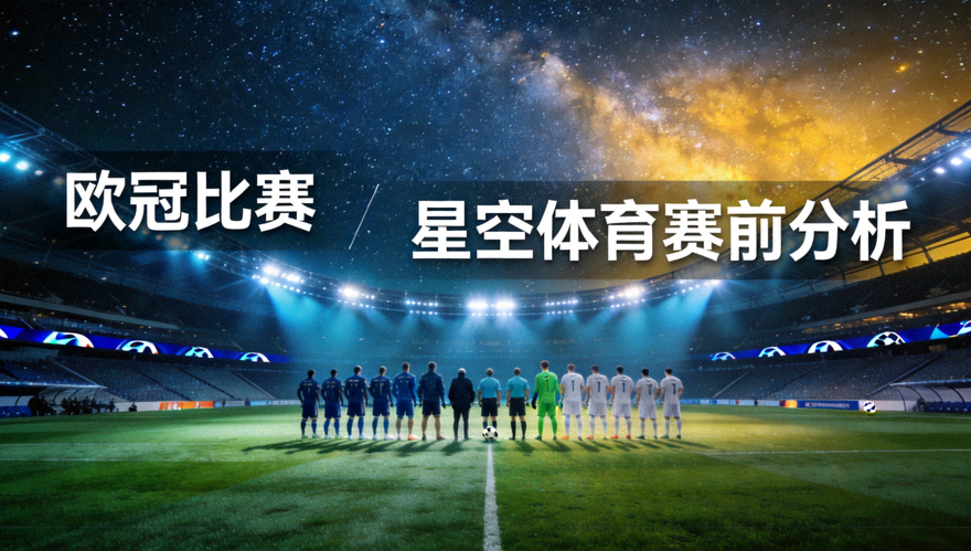 欧冠比赛夜间球场灯光与球员列队入场画面，星空体育赛前分析配图