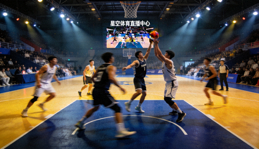 室内篮球馆比赛现场，星空体育直播中心赛事画面