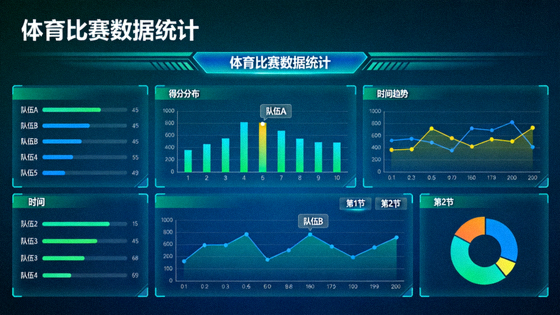 体育比赛数据统计界面与图表可视化展示,体育数据服务配图
