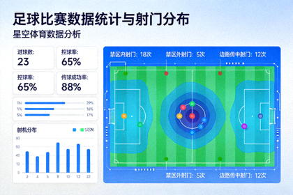 足球比赛数据统计图表与射门分布可视化画面，星空体育数据分析配图